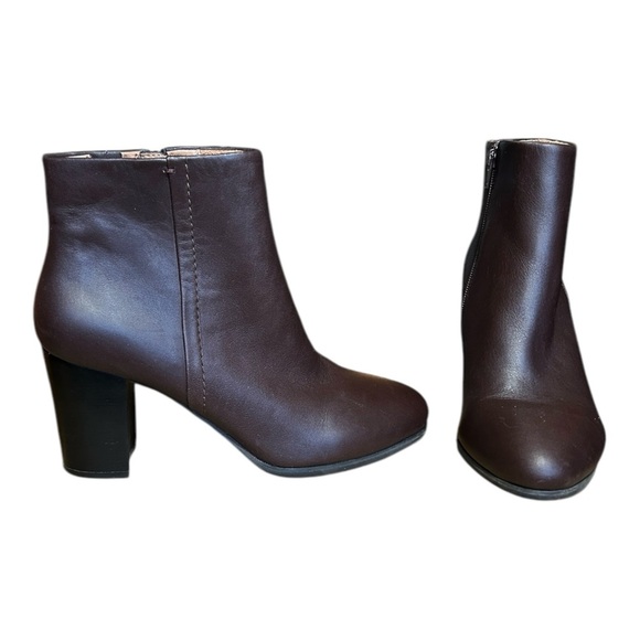 VIONIC 322 Kennedy Brown Leather Bootie Orthaheel Fall Winter 3" Heel sz 10 - Picture 1 of 8